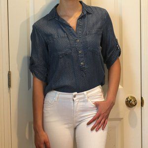 White Polka Dot Chambray Shirt
